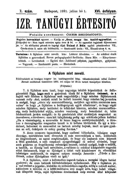 Izraelita Tan&uuml;gyi &Eacute;rtes&iacute;tő