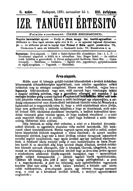 Izraelita Tan&uuml;gyi &Eacute;rtes&iacute;tő