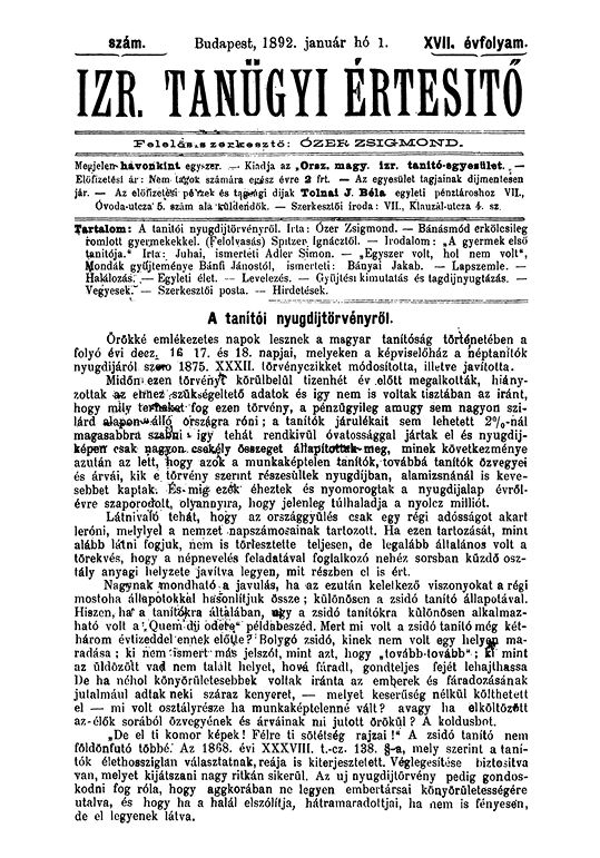 Izraelita Tan&uuml;gyi &Eacute;rtes&iacute;tő
