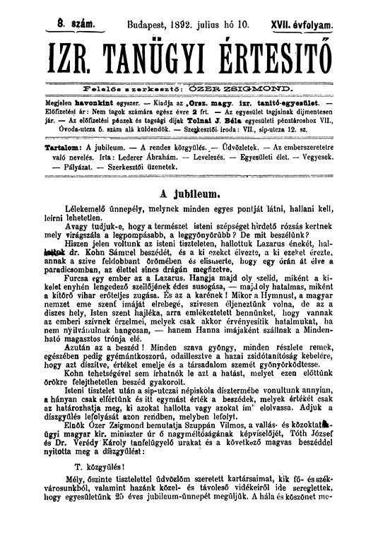 Izraelita Tan&uuml;gyi &Eacute;rtes&iacute;tő