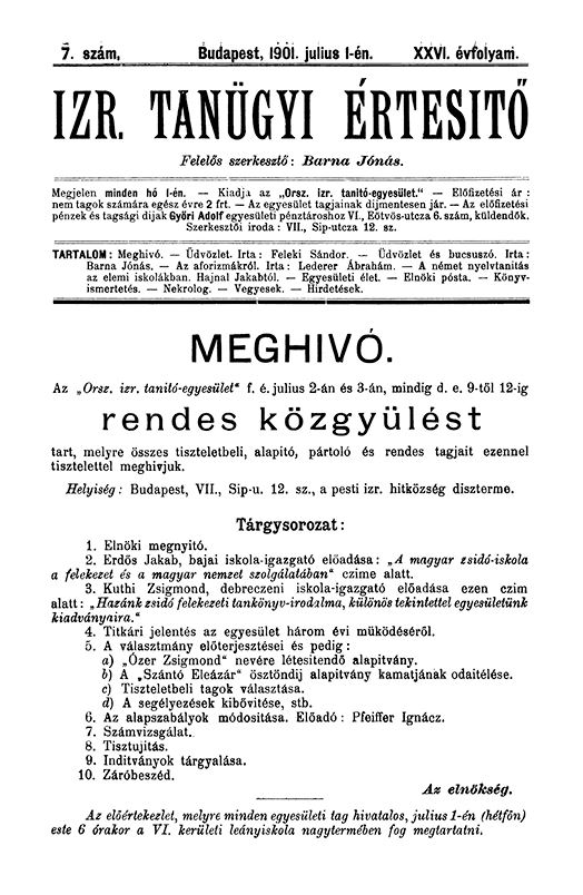 Izraelita Tan&uuml;gyi &Eacute;rtes&iacute;tő