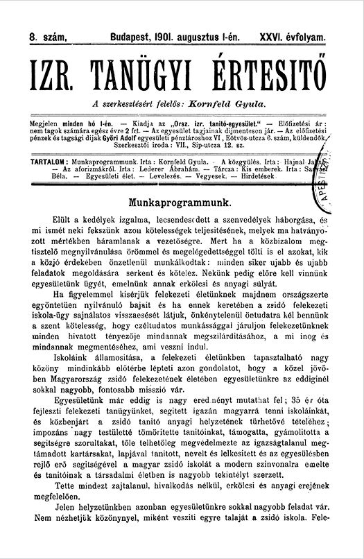 Izraelita Tan&uuml;gyi &Eacute;rtes&iacute;tő