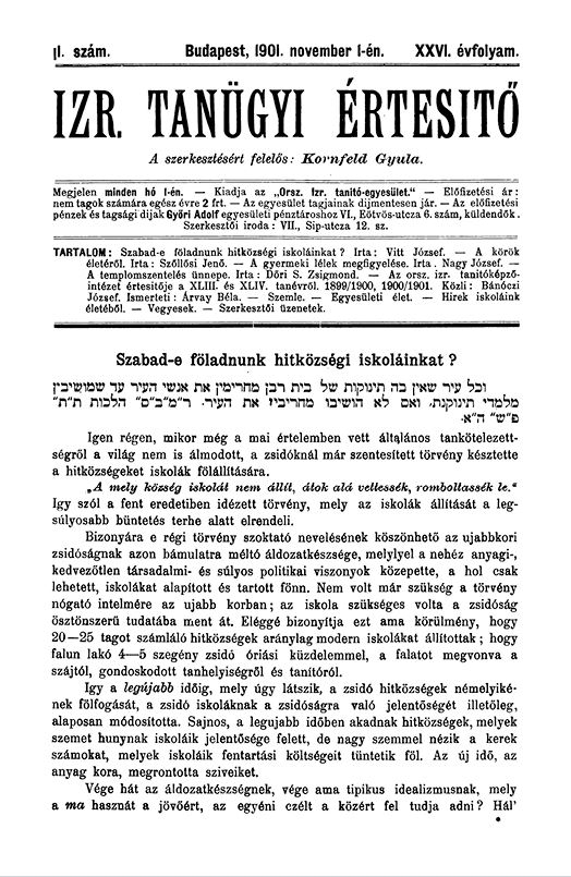 Izraelita Tan&uuml;gyi &Eacute;rtes&iacute;tő