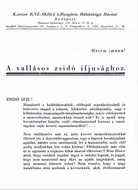 A vall&aacute;sos zsid&oacute; ifj&uacute;s&aacute;ghoz!