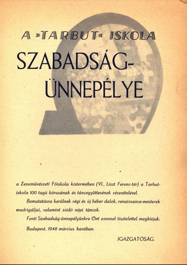 A "Tarbut" Iskola szabads&aacute;g&uuml;nnep&eacute;lye