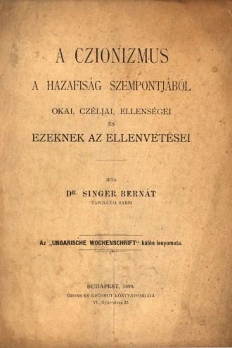 A czionizmus a hazafis&aacute;g szempontj&aacute;b&oacute;l