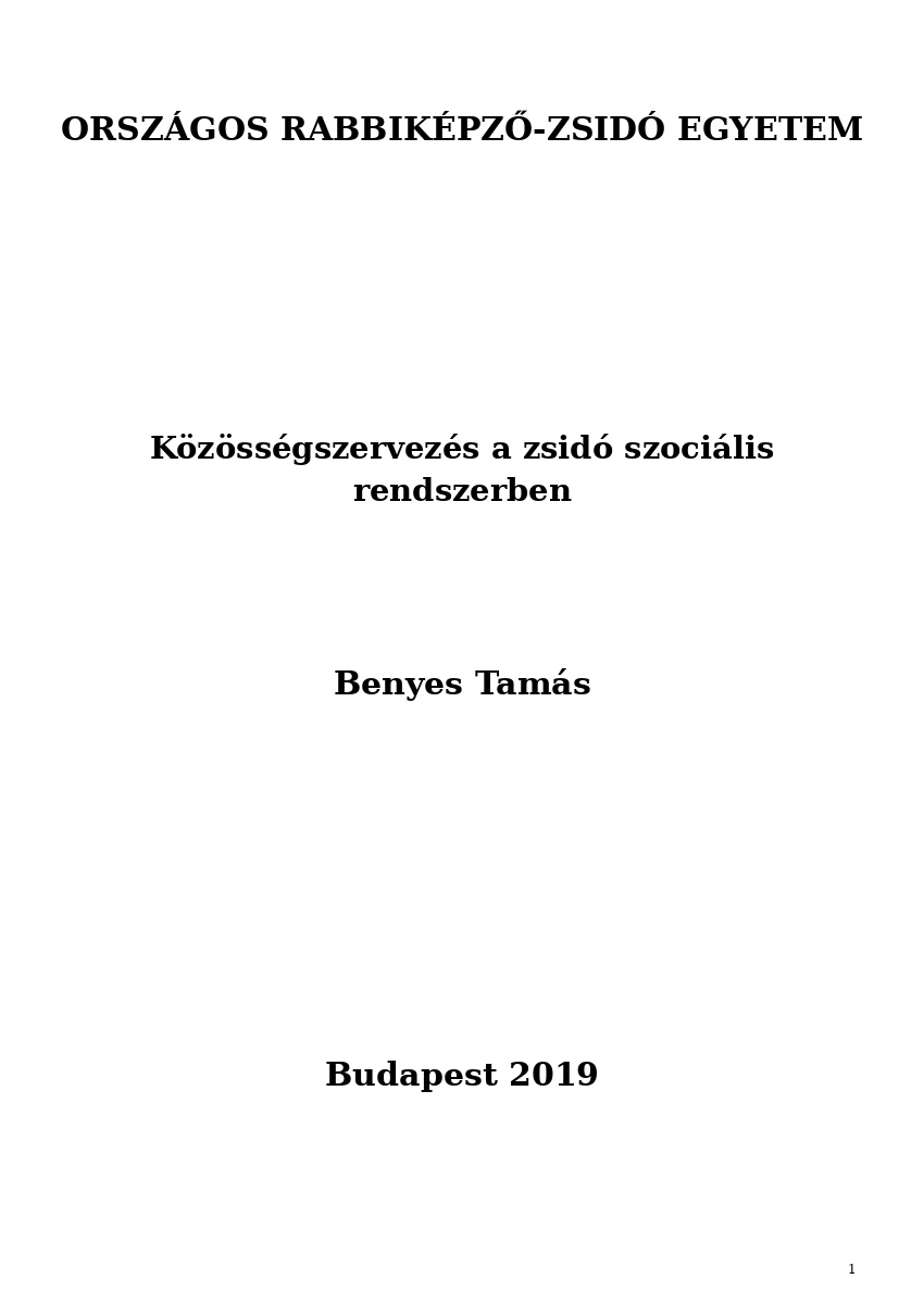 K&ouml;z&ouml;ss&eacute;gszervez&eacute;s a zsid&oacute; szoci&aacute;lis rendszerben