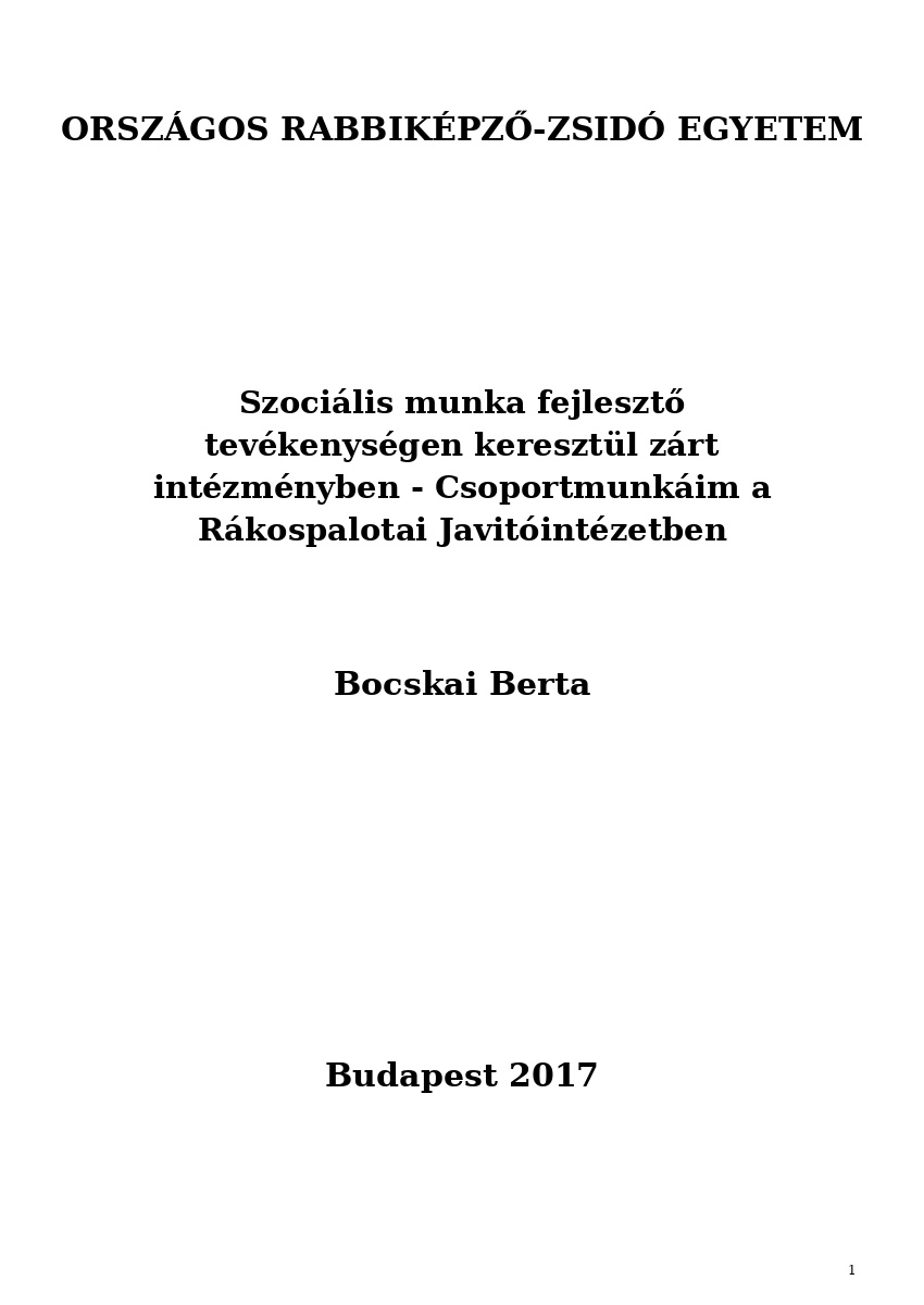 Szoci&aacute;lis munka fejlesztő tev&eacute;kenys&eacute;gen kereszt&uuml;l z&aacute;rt int&eacute;zm&eacute;nyben - Csoportmunk&aacute;im a R&aacute;kospalotai ...