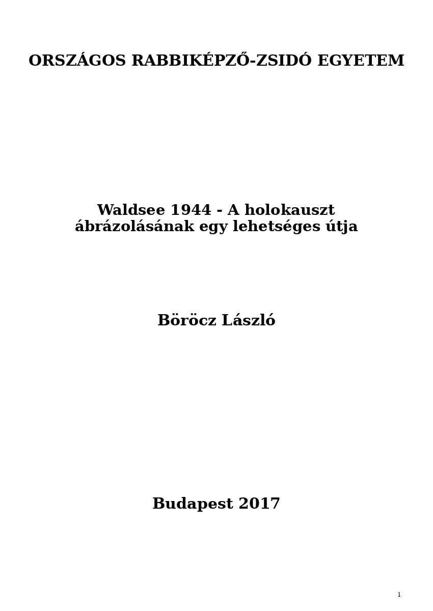 Waldsee 1944 - A holokauszt &aacute;br&aacute;zol&aacute;s&aacute;nak egy lehets&eacute;ges &uacute;tja