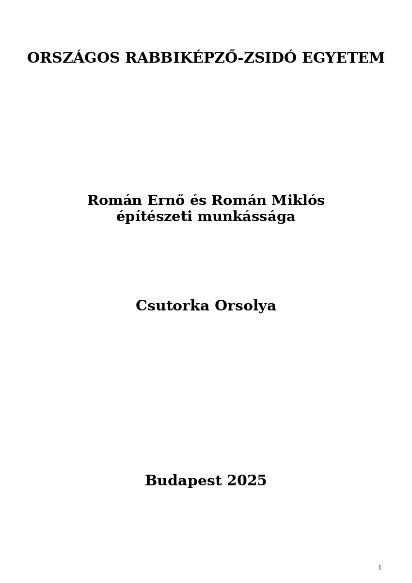 Rom&aacute;n Ernő &eacute;s Rom&aacute;n Mikl&oacute;s &eacute;p&iacute;t&eacute;szeti munk&aacute;ss&aacute;ga