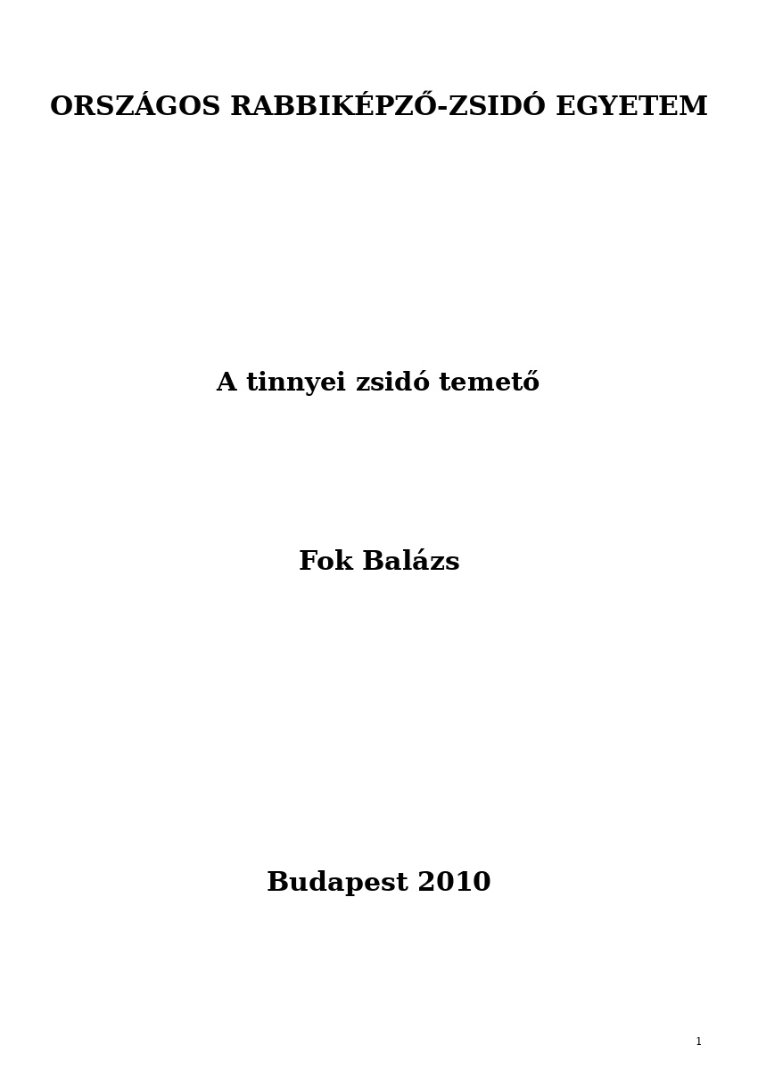 A tinnyei zsidó temető A tinnyei zsidó temető