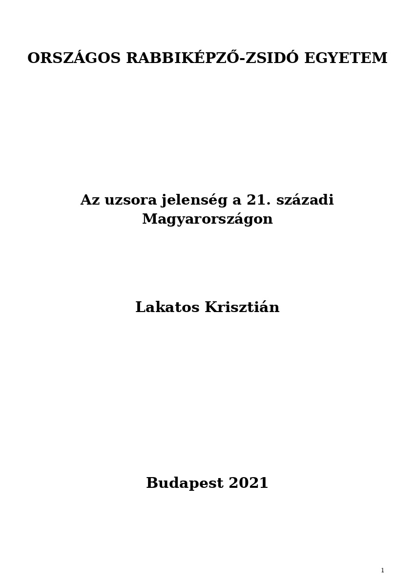 Az uzsora jelens&eacute;g a 21. sz&aacute;zadi Magyarorsz&aacute;gon
