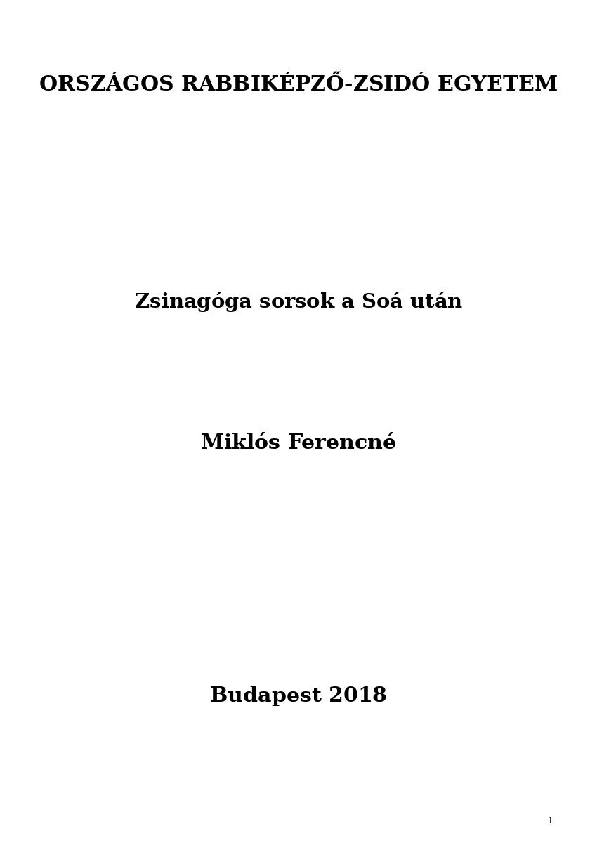 Zsinag&oacute;ga sorsok a So&aacute; ut&aacute;n