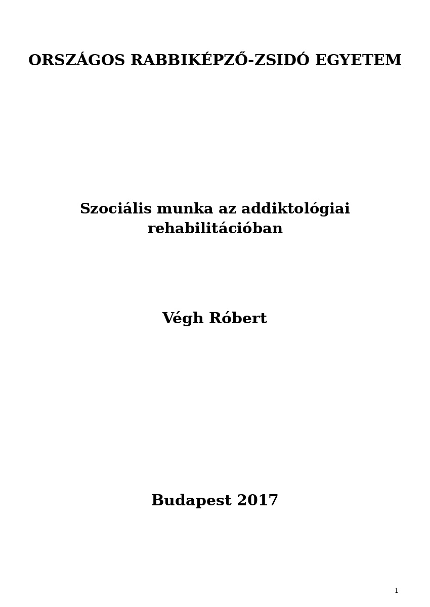 Szoci&aacute;lis munka az addiktol&oacute;giai rehabilit&aacute;ci&oacute;ban