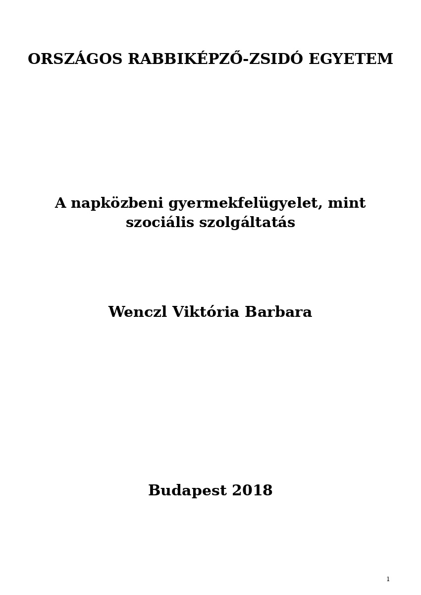 A napk&ouml;zbeni gyermekfel&uuml;gyelet, mint szoci&aacute;lis szolg&aacute;ltat&aacute;s