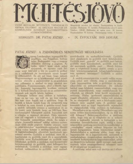 Mult &eacute;s J&ouml;vő 9. &eacute;vf. (1919. janu&aacute;r)