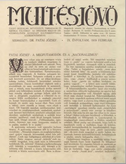Mult &eacute;s J&ouml;vő 9. &eacute;vf. (1919. febru&aacute;r)