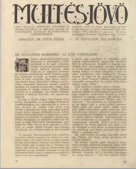Mult &eacute;s J&ouml;vő 9. &eacute;vf. (1919. m&aacute;rcius)