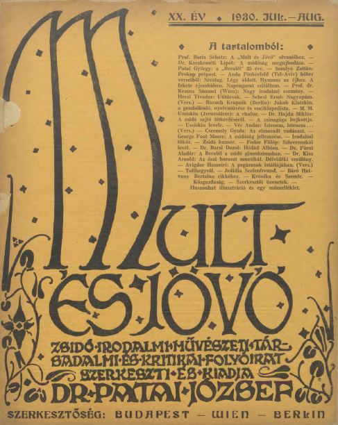 Mult &eacute;s J&ouml;vő 20. &eacute;vf. (1930. j&uacute;lius-augusztus)