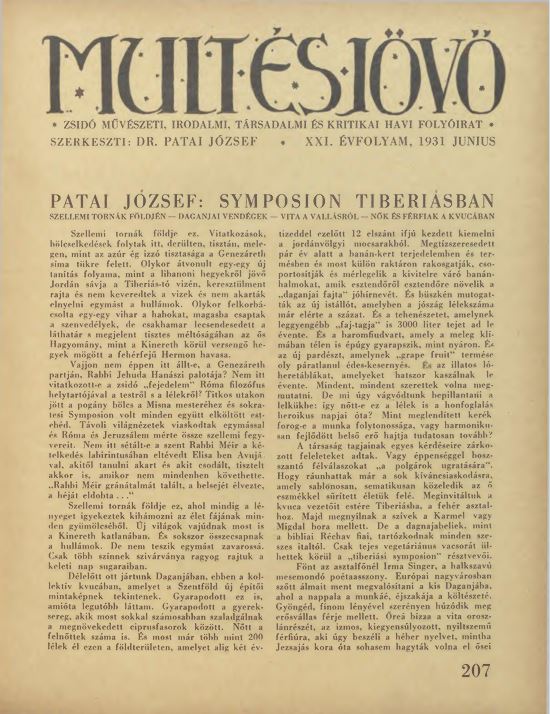 Mult &eacute;s J&ouml;vő 21. &eacute;vf. (1931. j&uacute;nius)