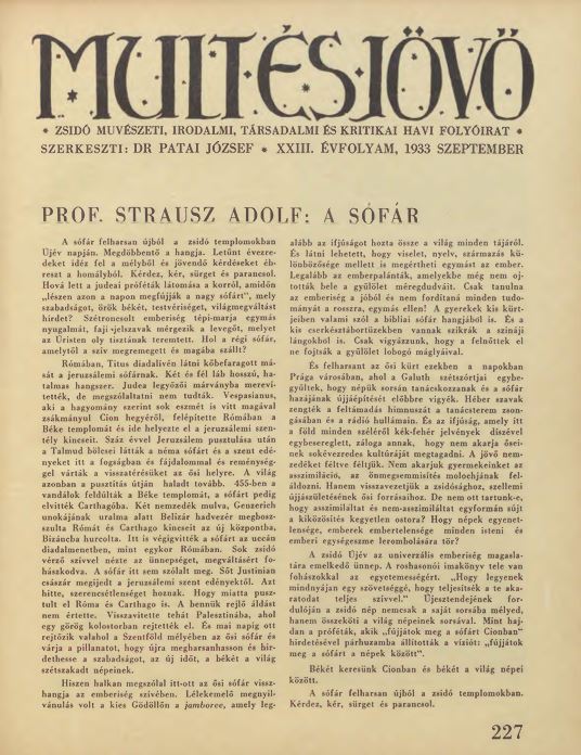 Mult &eacute;s J&ouml;vő 23. &eacute;vf. (1933. szeptember)